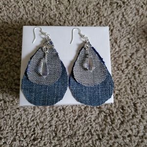 Teardrop denim jean earrings! ( NEW )